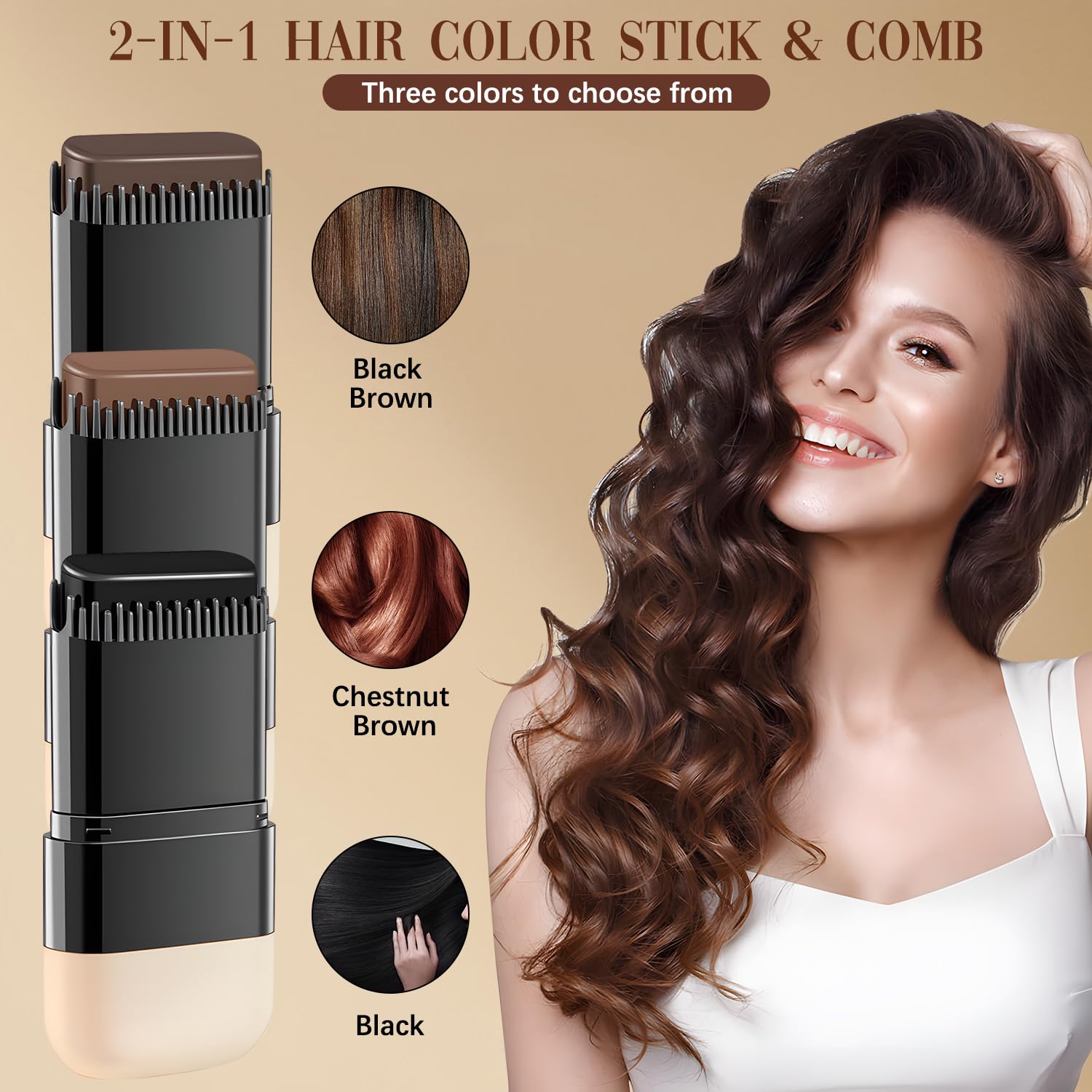 Javpav stick in use on dry hair for precise root touch-up