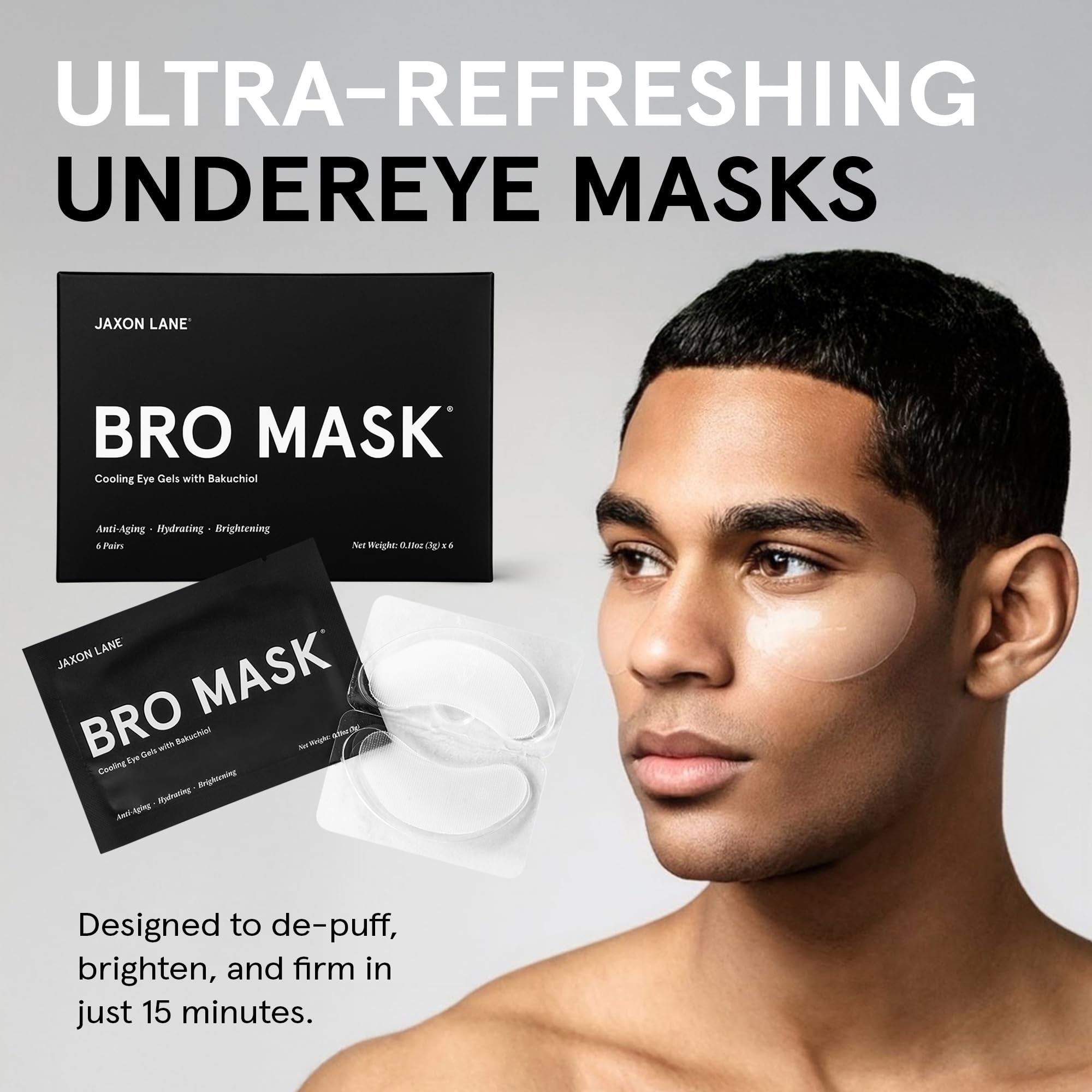 JAXON LANE Bro Mask close-up with hydrogel texture on skin