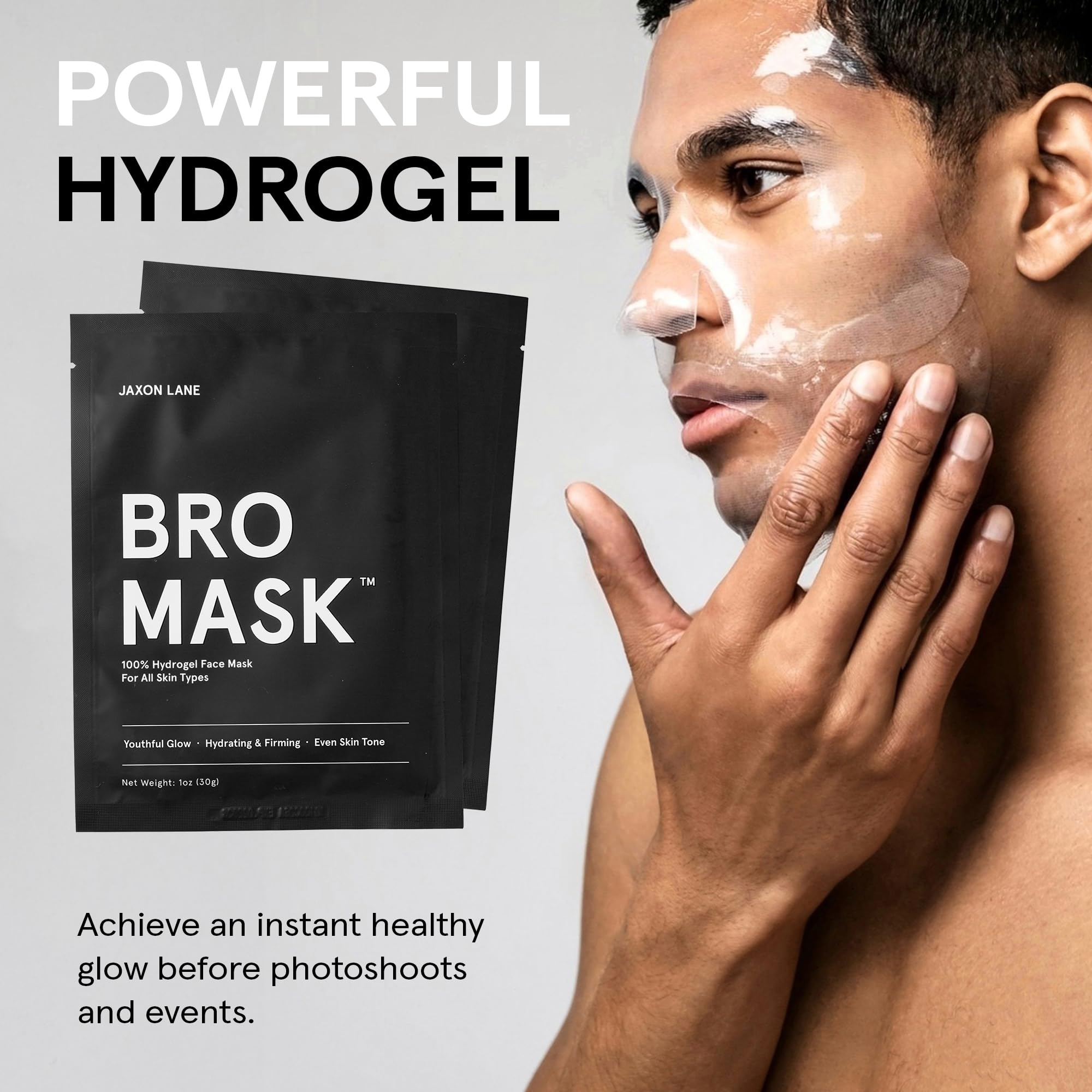 JAXON LANE BRO MASK ingredients niacinamide and hyaluronic acid for balanced skin.