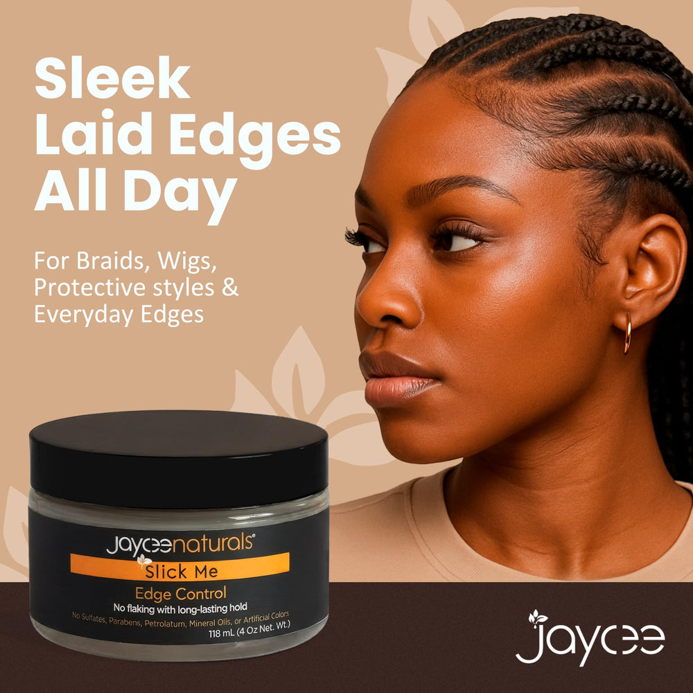 Jaycee Naturals Slick Me Edge Control delivers firm hold with zero flaking.