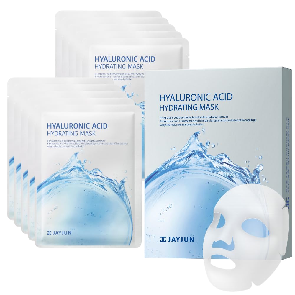 JAYJUN Hyaluronic Acid Hydrating Mask pack-shot showing eight-layer moisture for plump skin