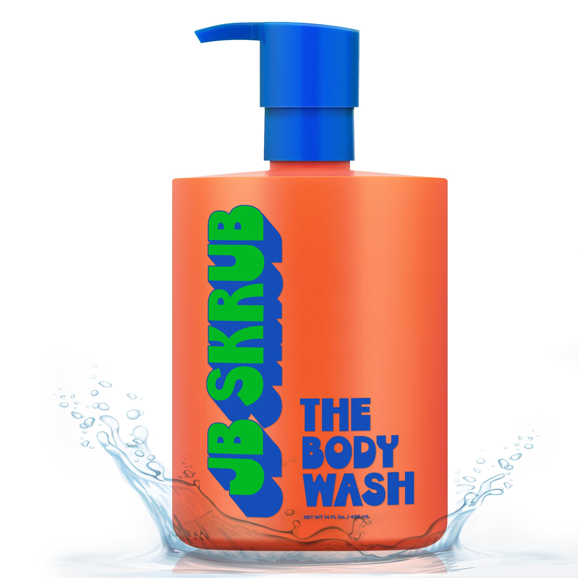 JB SKRUB kids body wash bottle showing foaming action for refreshed skin