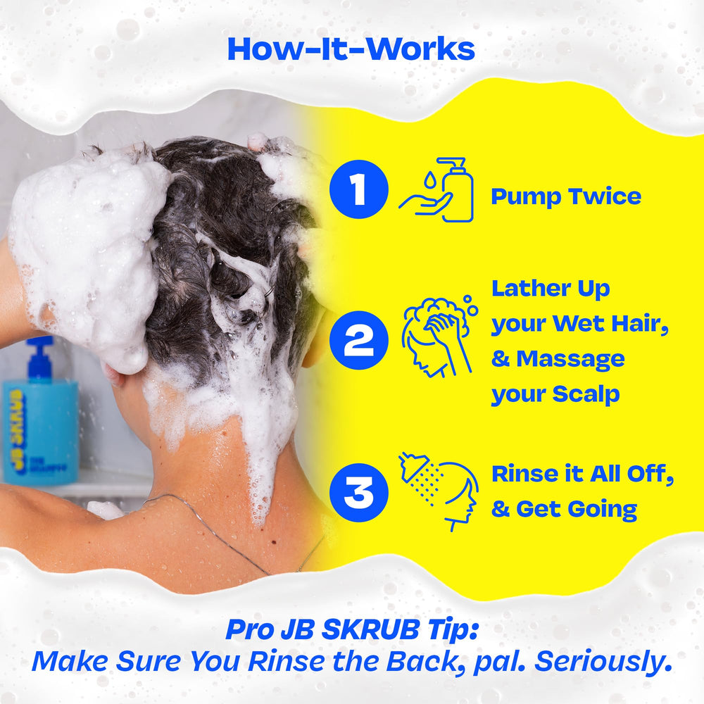 JB SKRUB Kids Shampoo with rice protein boosts manageability and natural shine.