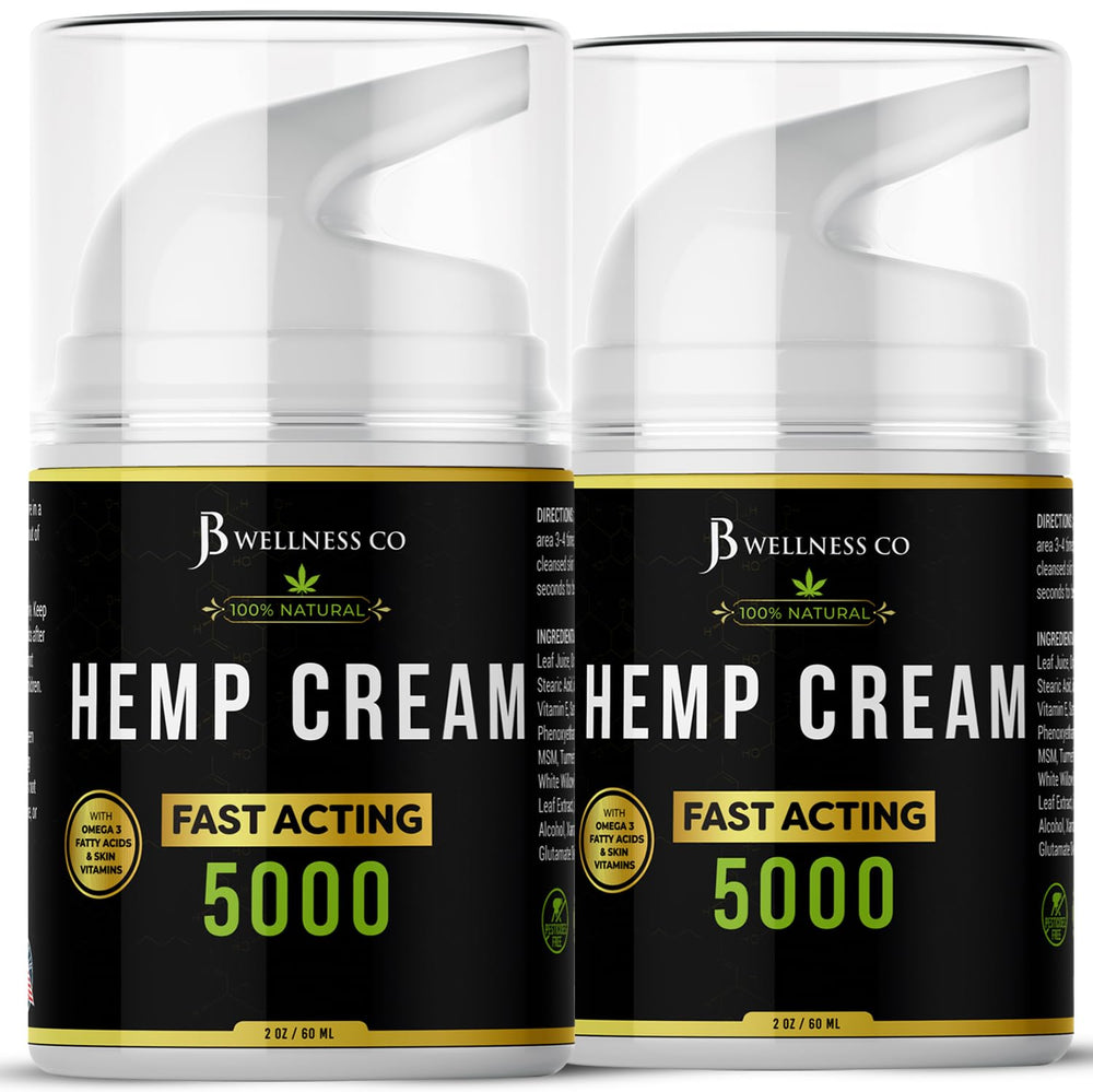 JB Wellness Co hemp cream 4oz bottle for quick, non-greasy hydration.