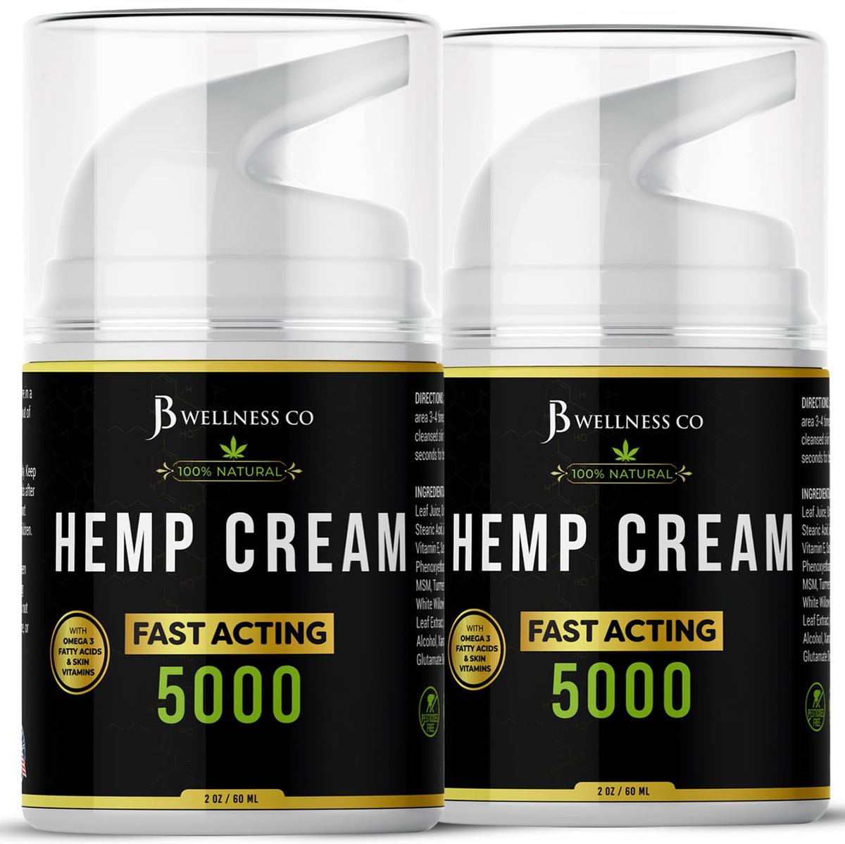 JB Wellness Co hemp cream 4oz bottle for quick, non-greasy hydration.