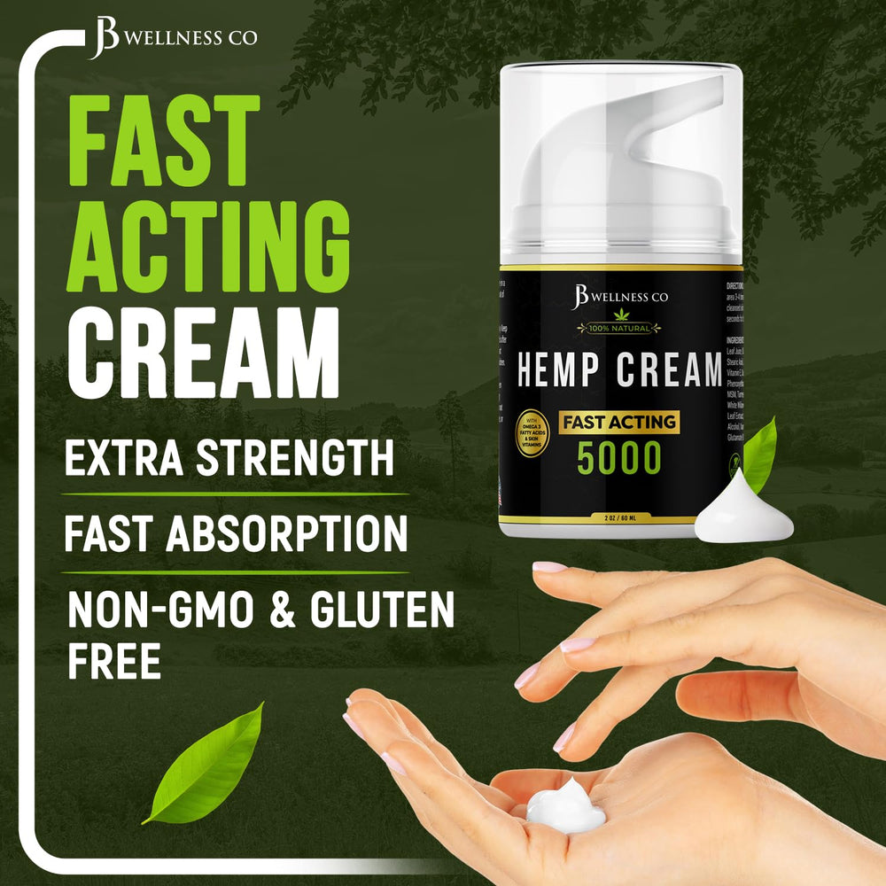 JB Wellness Co hemp cream ingredients panel featuring neem and aloe.