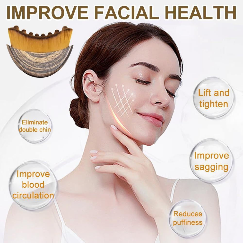 JBSZTH lymphatic face brush in action for applying serums and promoting absorption.