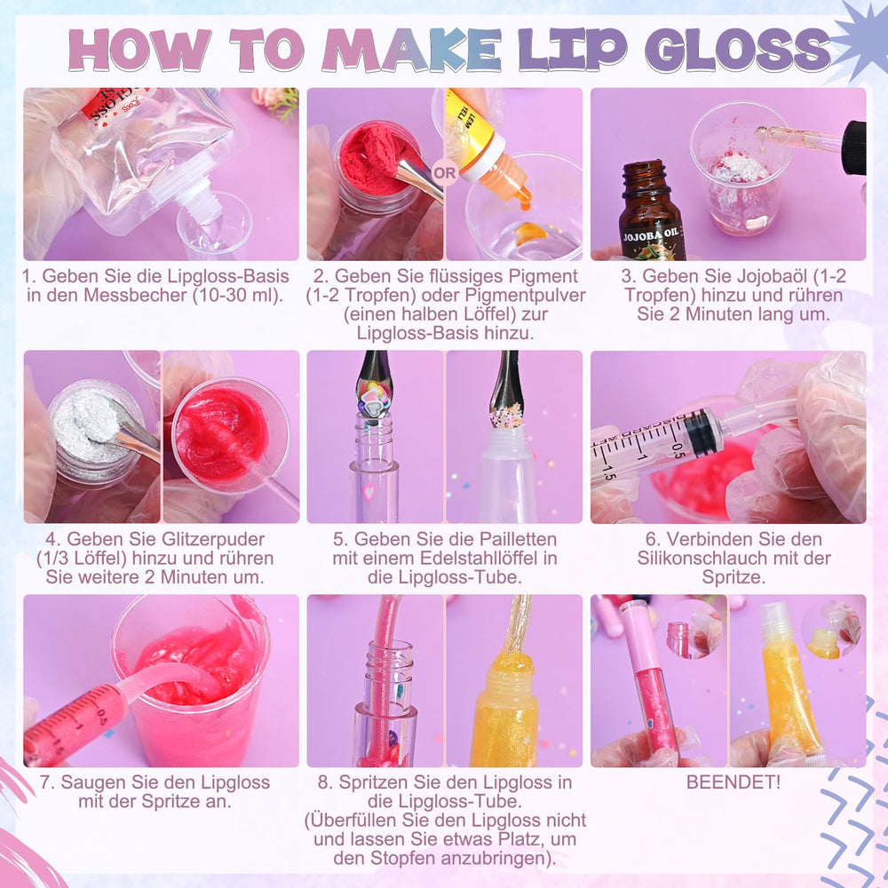 JCOOS Glitter and sequins add sparkle to your gloss.