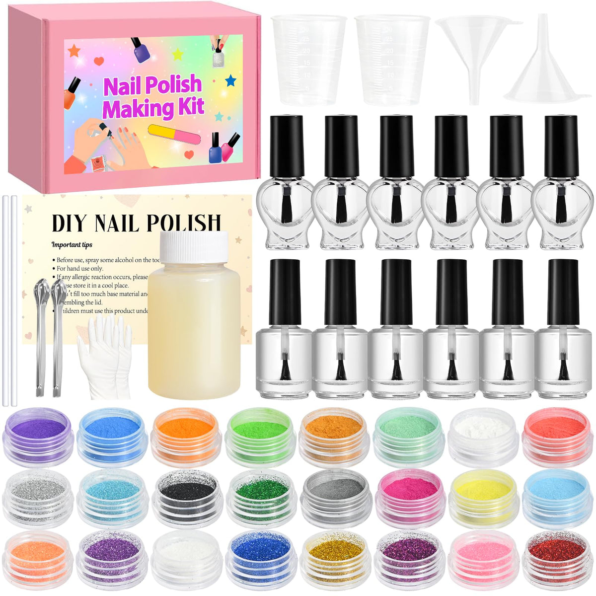 JCOOS Nail Polish Kit with empty bottles for customizable color creation