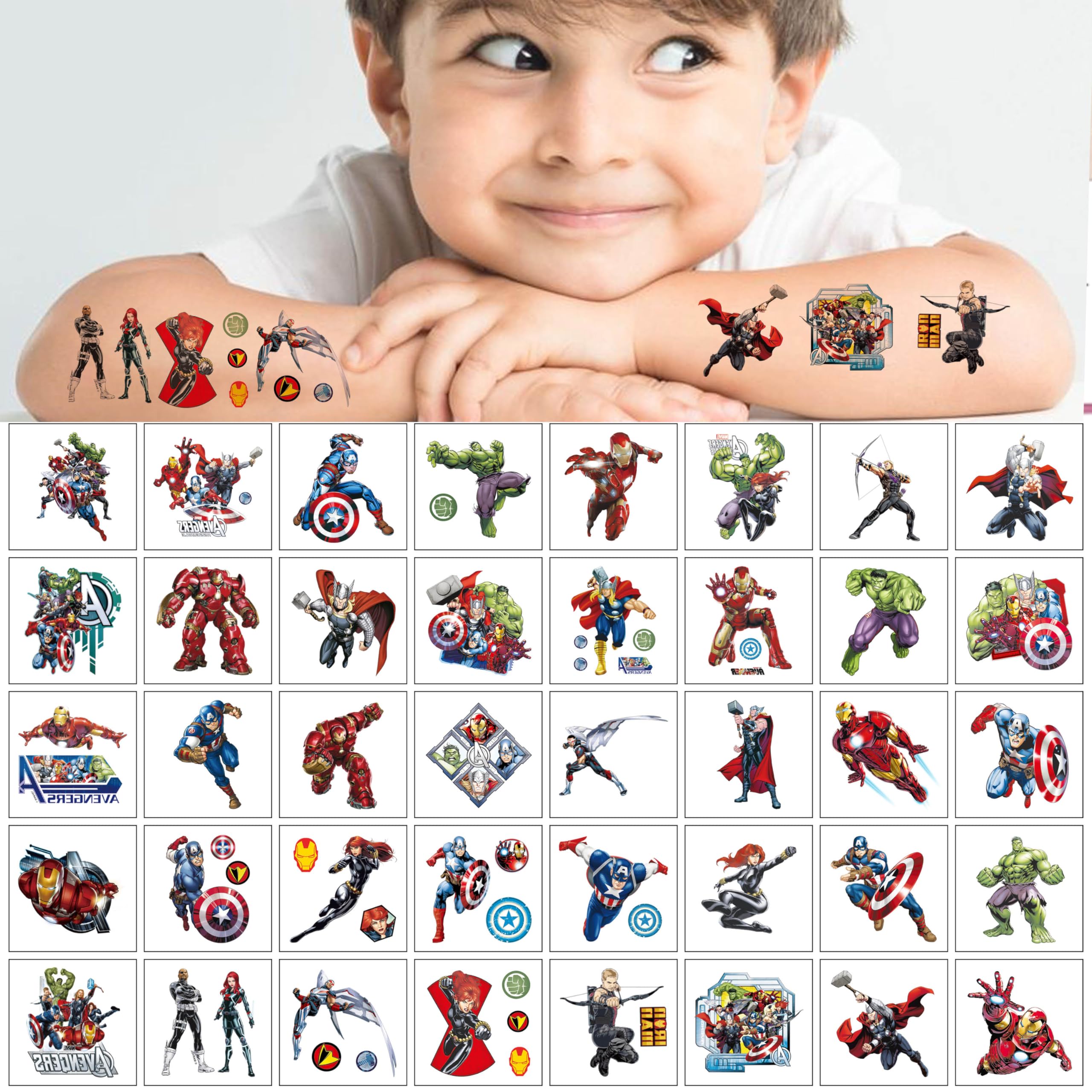 JCQAYB Avengers tattoos durable-skin-safe surfaces stay intact during play.