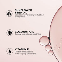 jeallis Carrot Sun Tanning Oil application demonstrates easy non-greasy glow outdoors.