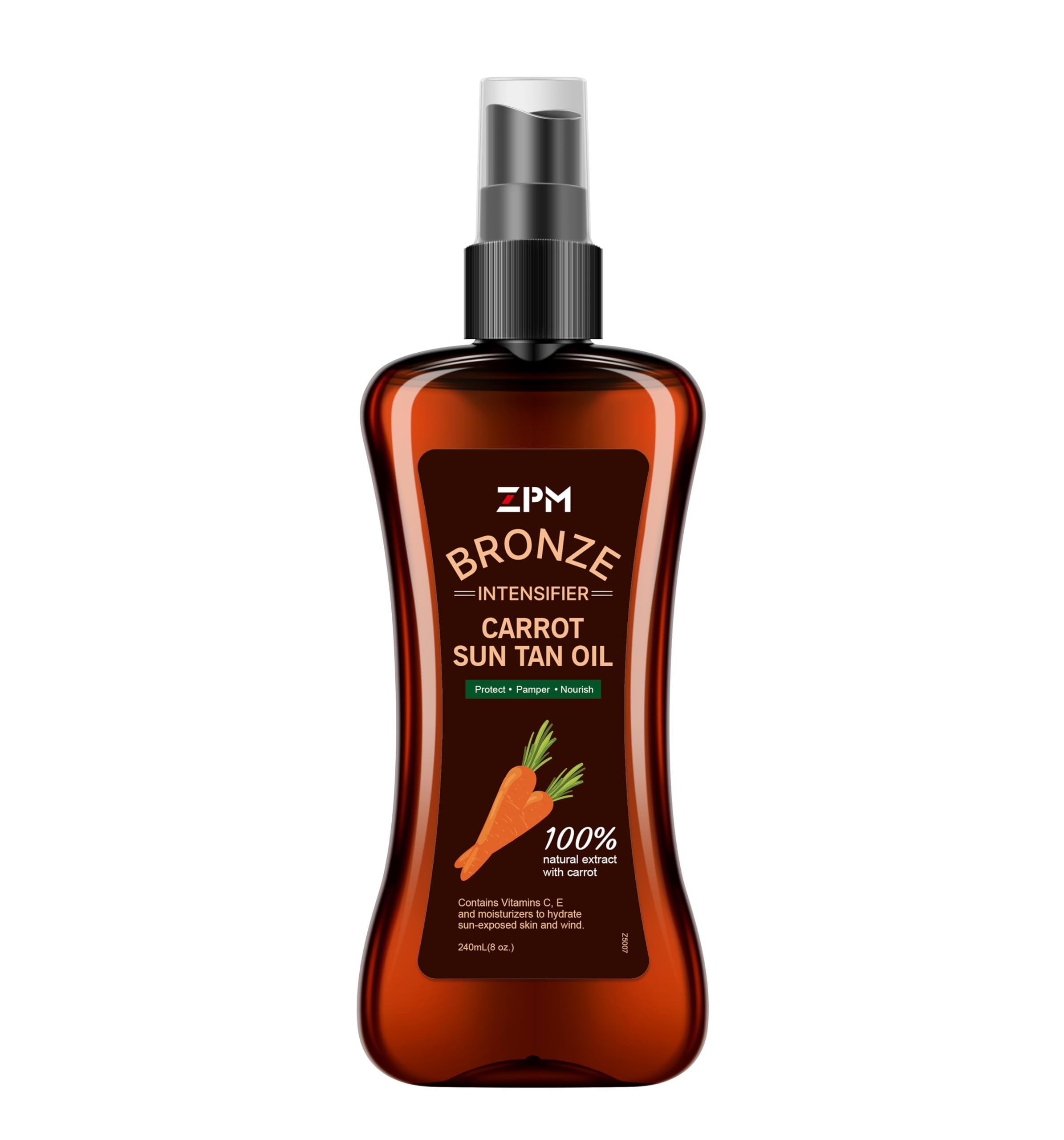 jeallis Carrot Sun Tanning Oil bottle highlights natural hydration for a healthy glow.