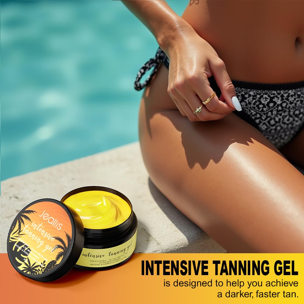 Jeallis Extreme Dark Luxe Gel Mango texture close-up shows rich formula for bronzing
