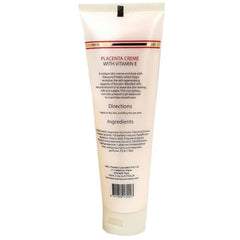Jean Charles Placenta Cream label close-up emphasizing Vitamin E for gentle skin nourishment.