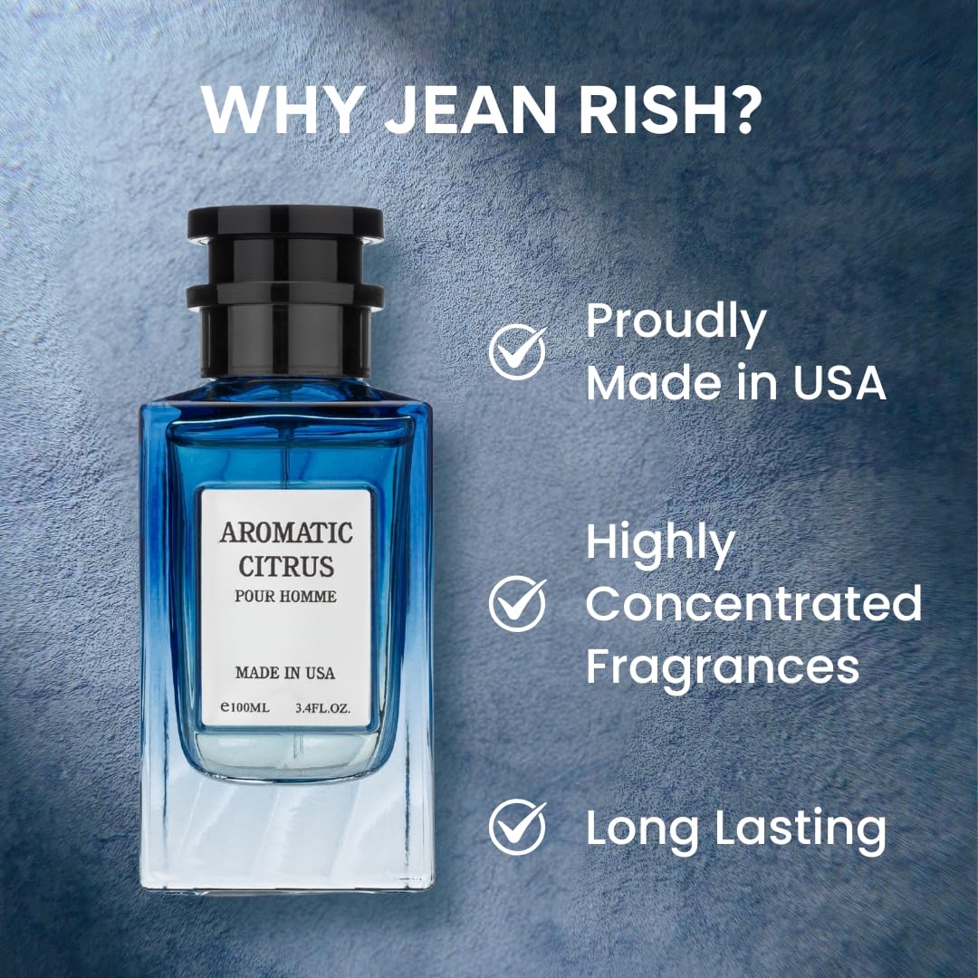 Jean Rish Aromatic Citrus packaging box emphasizes craftsmanship and USA origin.