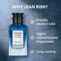 Jean Rish Aromatic Citrus packaging box emphasizes craftsmanship and USA origin.