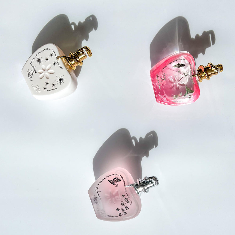 Jeanne Arthes Amore Mio on vanity suggests a luxurious daily ritual.