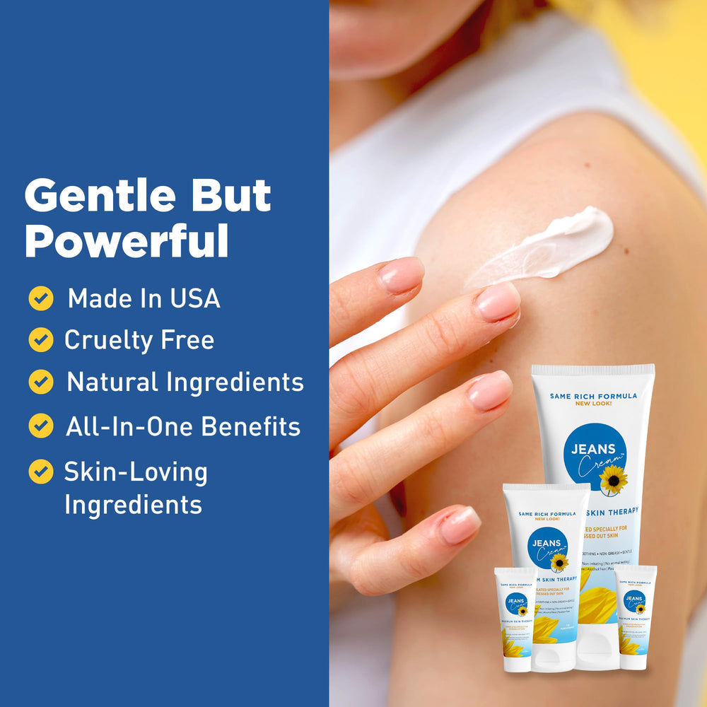 Jeans Cream ingredients panel highlighting plant extracts.