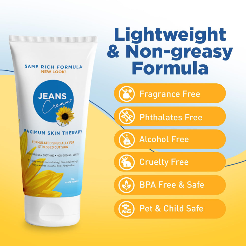 Jeans Cream application on forearm demonstrating quick absorption and cooling feel.