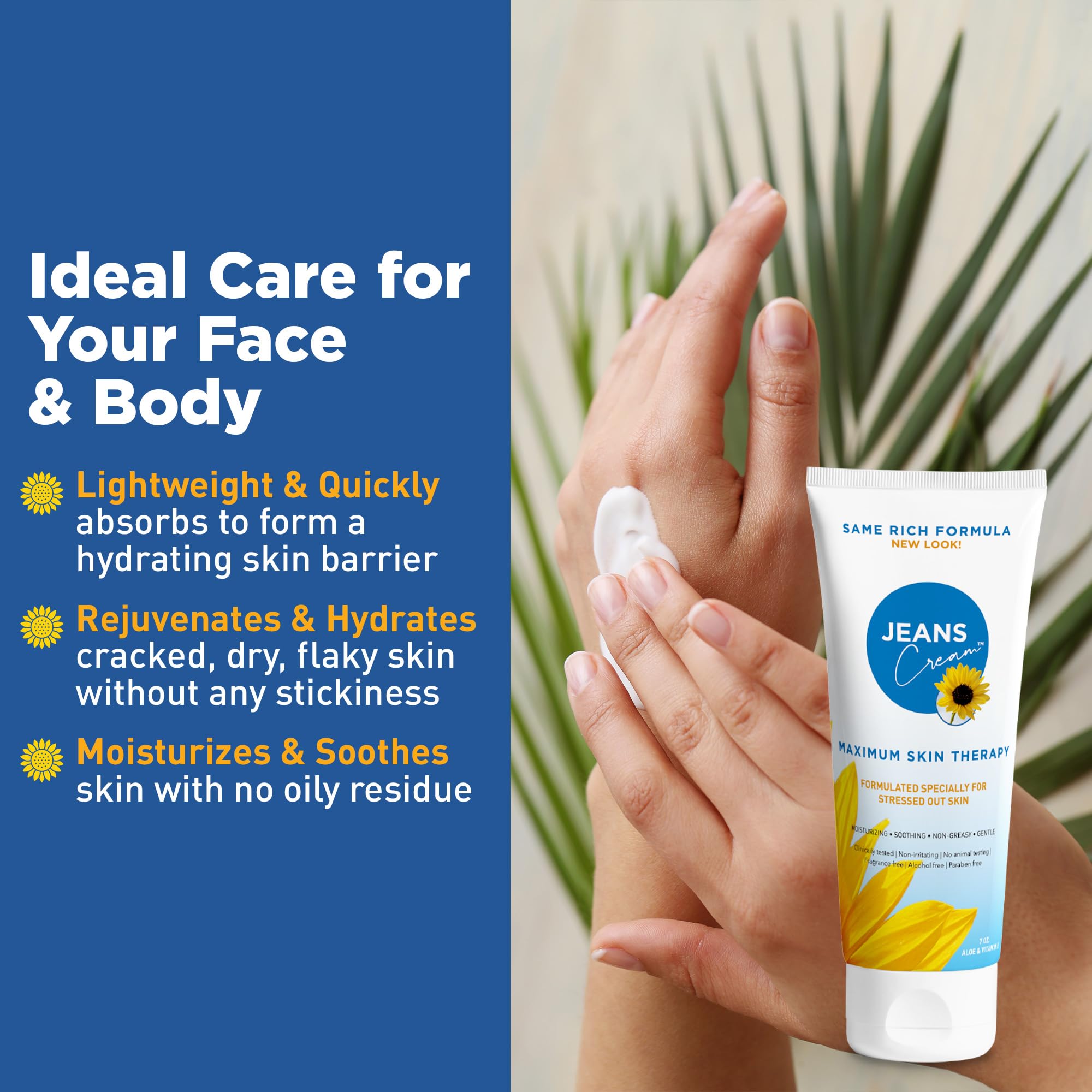 Jeans Cream radiation burn cream jar shows vitamin E and aloe for moisturized skin.