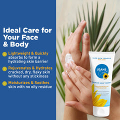 Jeans Cream radiation burn cream jar shows vitamin E and aloe for moisturized skin.
