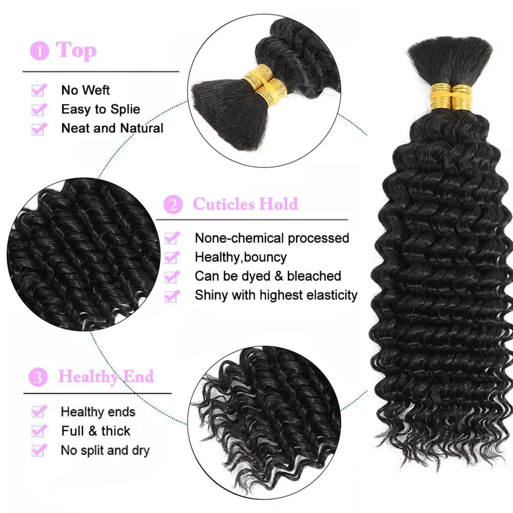 Jeekwiss Brazilian virgin curly braiding hair 110g bundle for full volume.