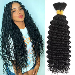 Jeekwiss human braiding hair deep wave 20inch close-up texture for natural-looking curls.