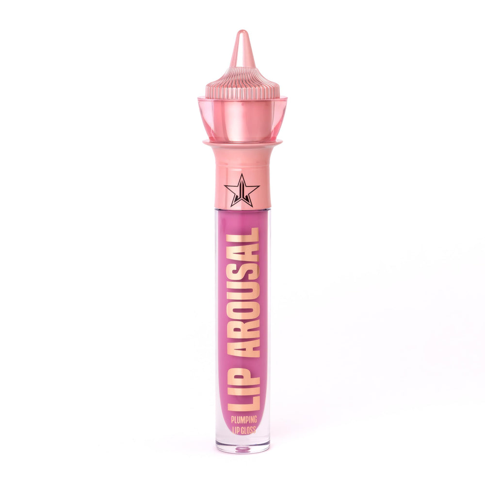 Jeffree Star Lip Arousal doe-foot applicator applying plumping formula for instant fullness.
