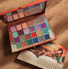 Jeffree Star Scorpio Palette swatches reveal rich pigment for versatile day-to-night looks.