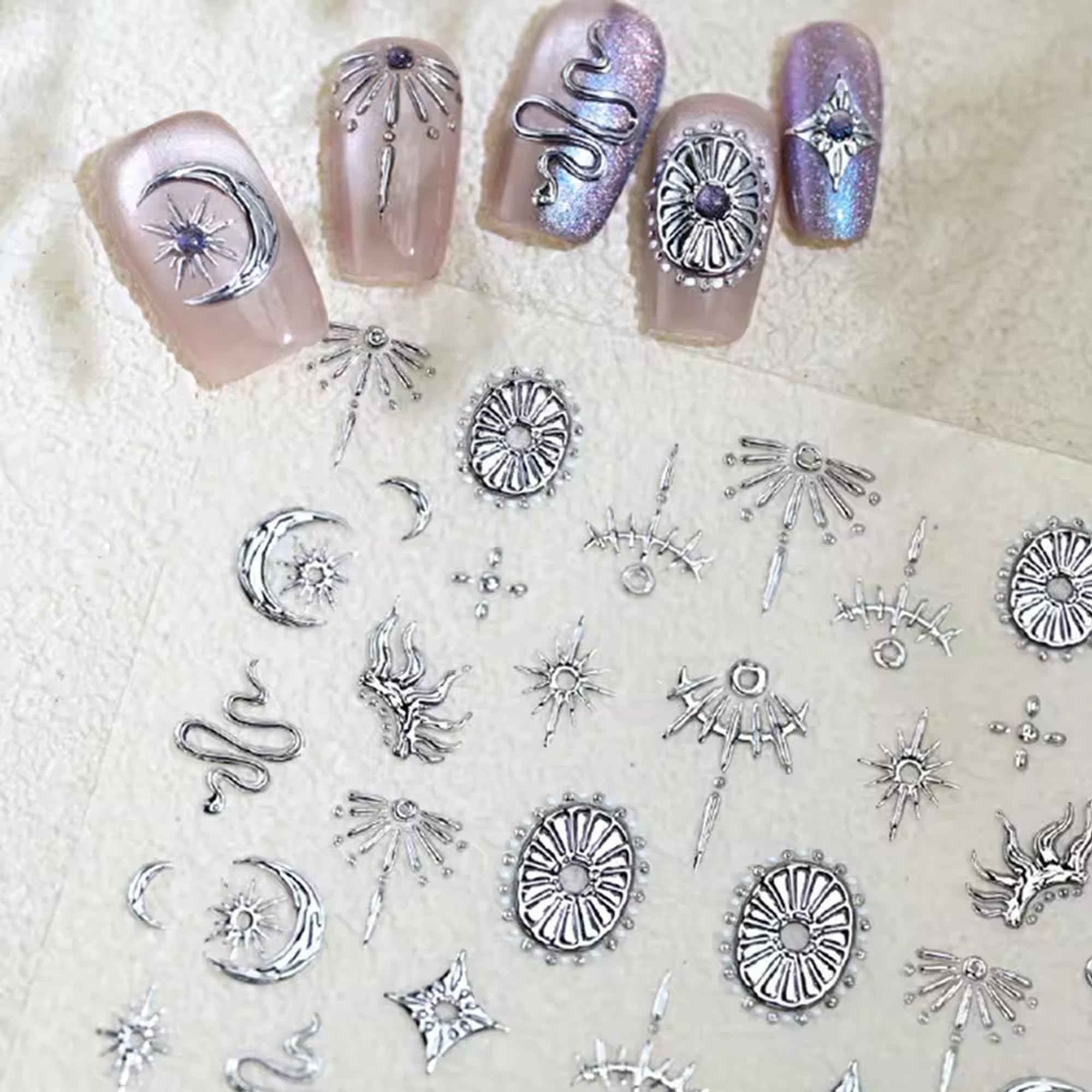 Jeillmone embossed two-sheet nail art stickers for versatile designs