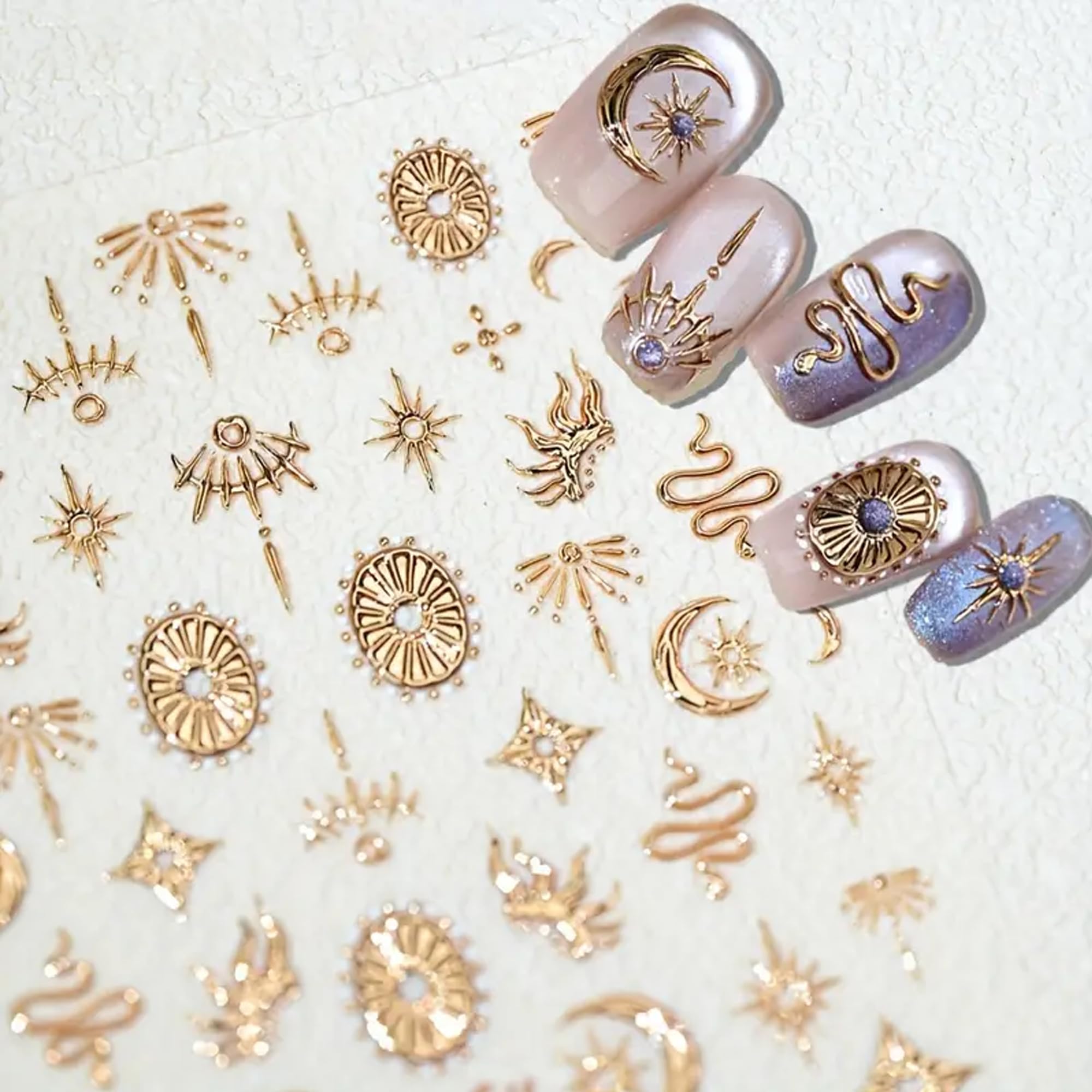 Jeillmone glitter decals in gold and silver add radiant nail sparkle