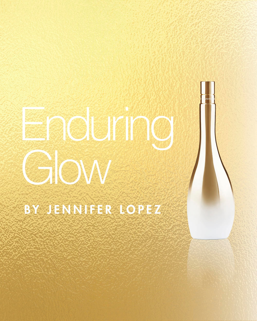 Jennifer Lopez Enduring Glow cap detail highlighting luxe metallic finish.