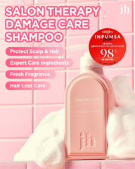JENNYHOUSE Salon Therapy Damage Care Shampoo lather; gentle cleanse for sensitive scalp.