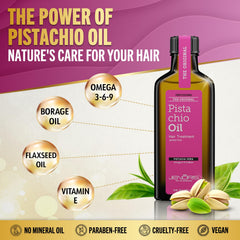 Jenoris Pistachio Oil Hair Serum in hand ready to tame flyaways
