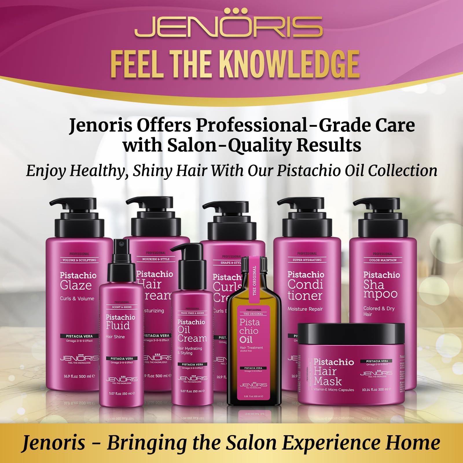 Jenoris Pistachio Oil Hair Serum frizz-control finish for shine