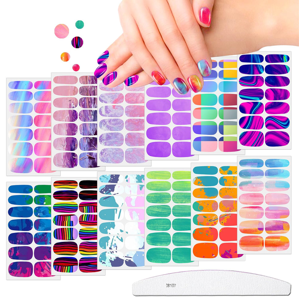 Jerclity aurora gradient nail stickers close-up with vivid color transitions for dramatic nails