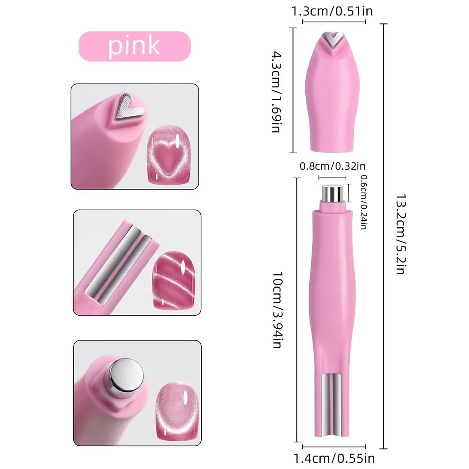 JERCLITY cat-eye magnet pen demonstrates heart-shaped magnet for nail art.