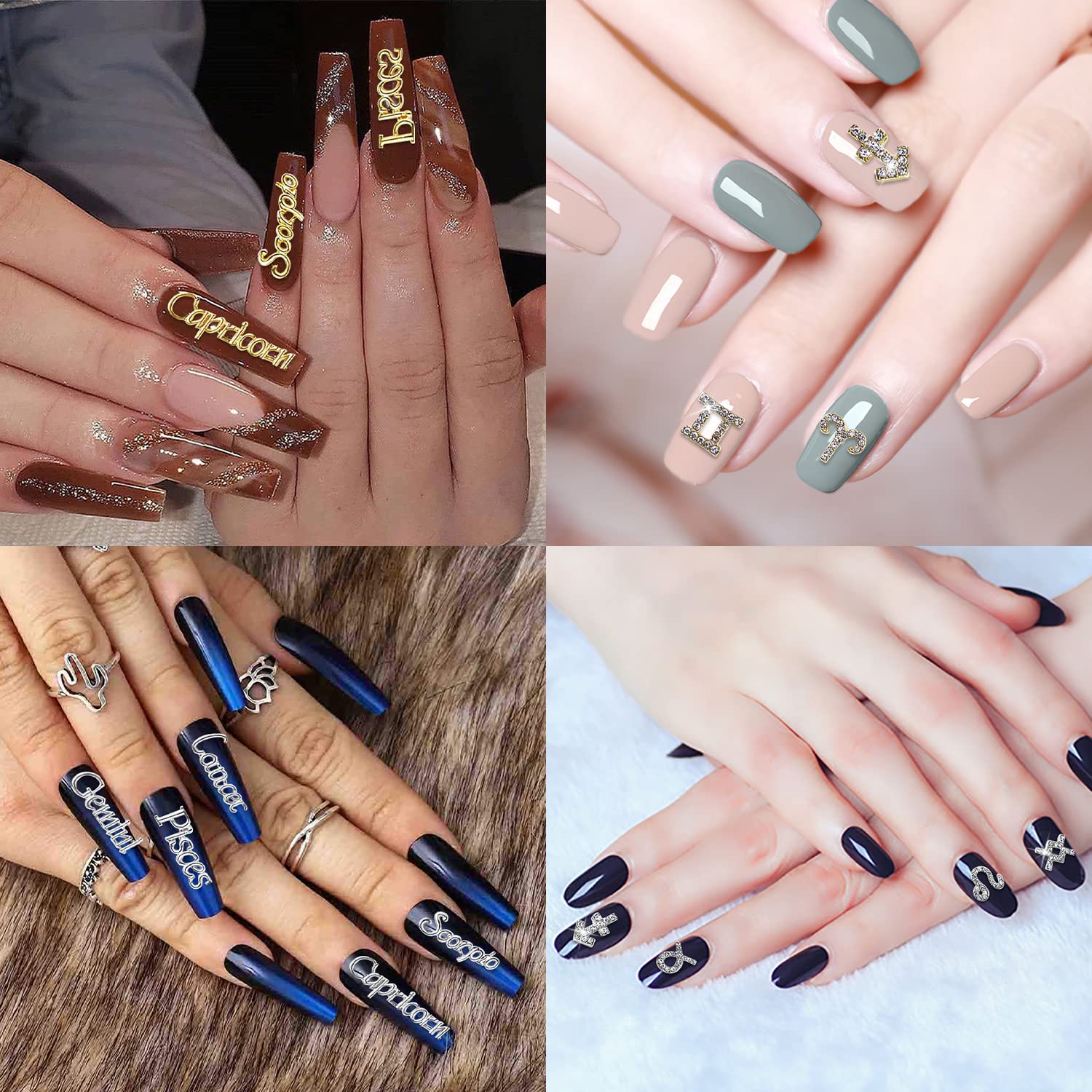 JERCLITY 3D zodiac charms easy to apply on natural or false nails