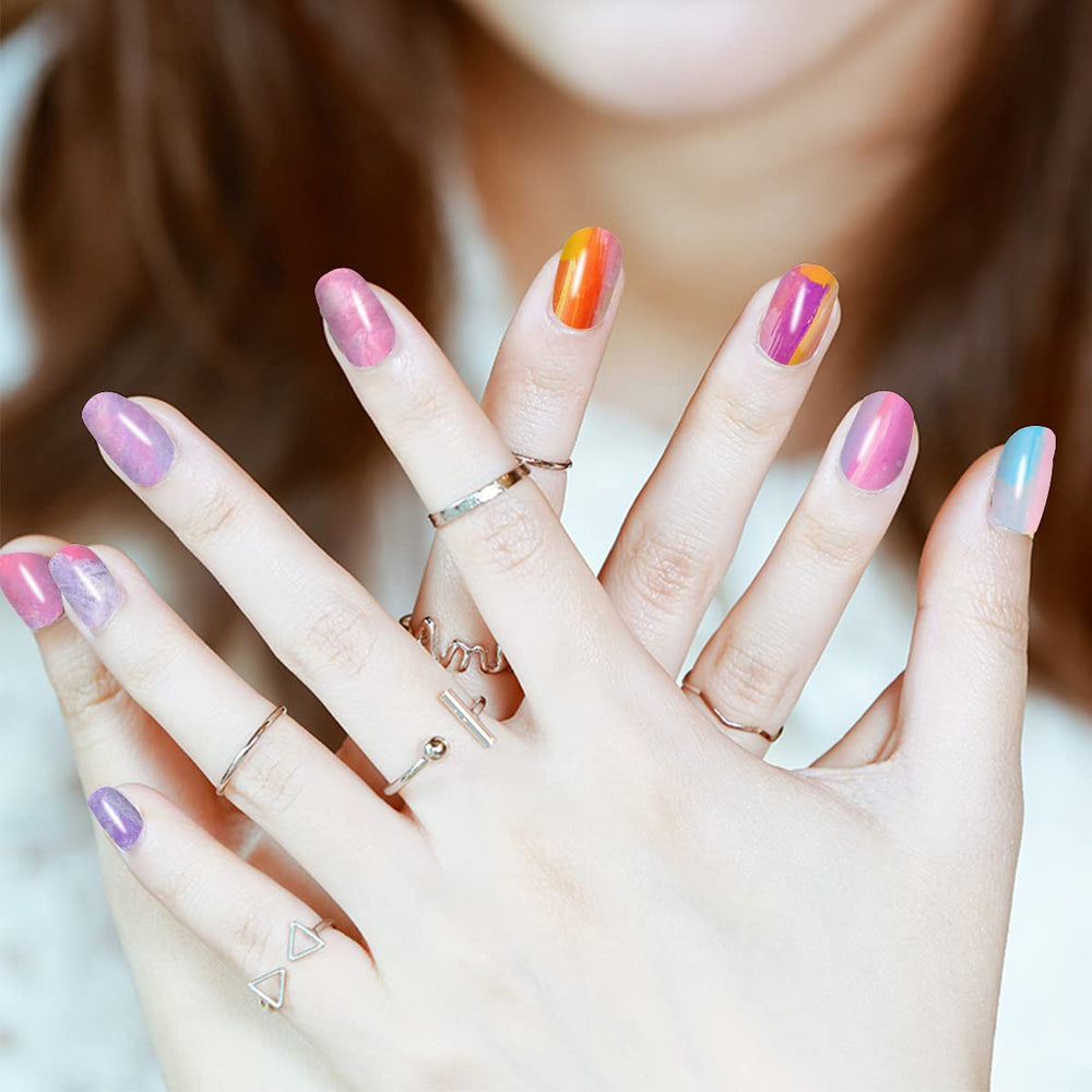 Jerclity twelve-sheet full nail wrap set offers numerous pattern choices for DIY nails