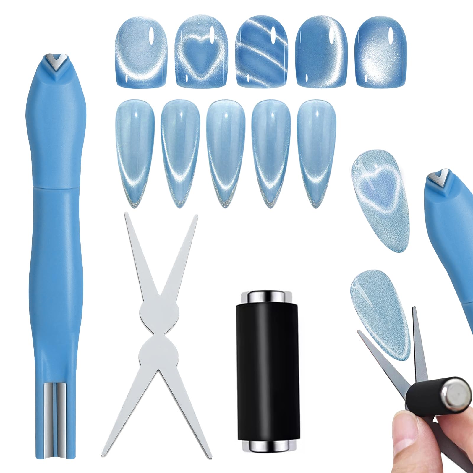Jerclity heart magnet 3-in-1 nail tool enabling versatile cat-eye designs