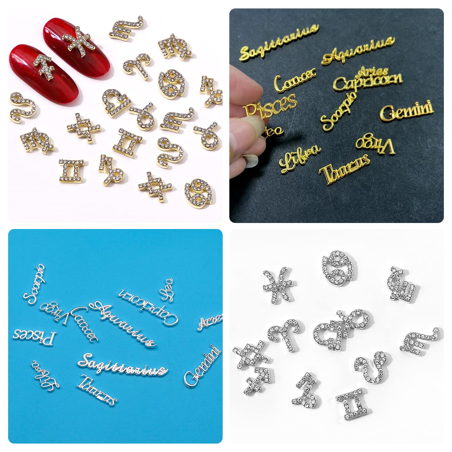 JERCLITY nail art charms on nails highlight rhinestones for a refined look