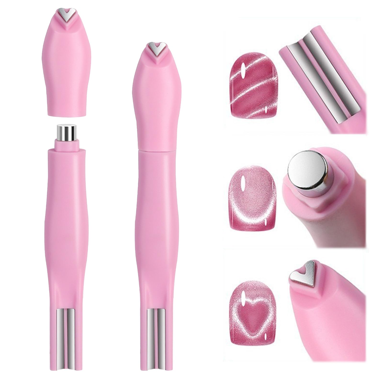 JERCLITY pink 3-in-1 heart magnet enables cat-eye effects on nails with gel polish.