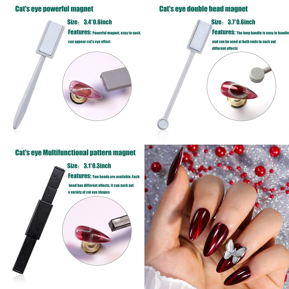 JERCLITY rectangular cat eye magnet plate for varied nail designs, two plates