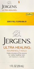 Jergens Ultra Healing applied to hands after washing for smoother skin.