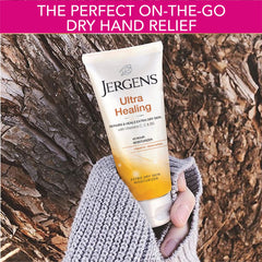 Jergens Ultra Healing Moisturizer on heel demonstrates deep conditioning for dry, rough skin