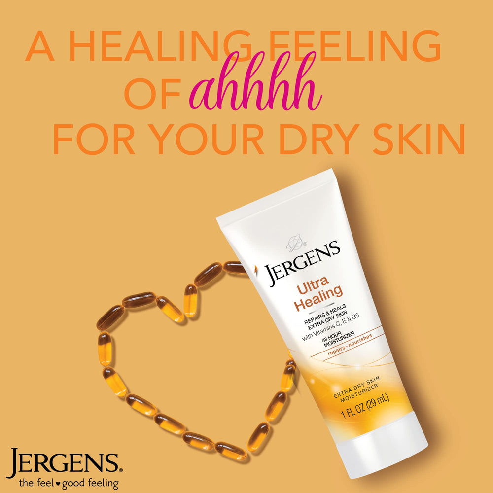 Jergens Ultra Healing Moisturizer on knee highlights smoothing and texture improvement