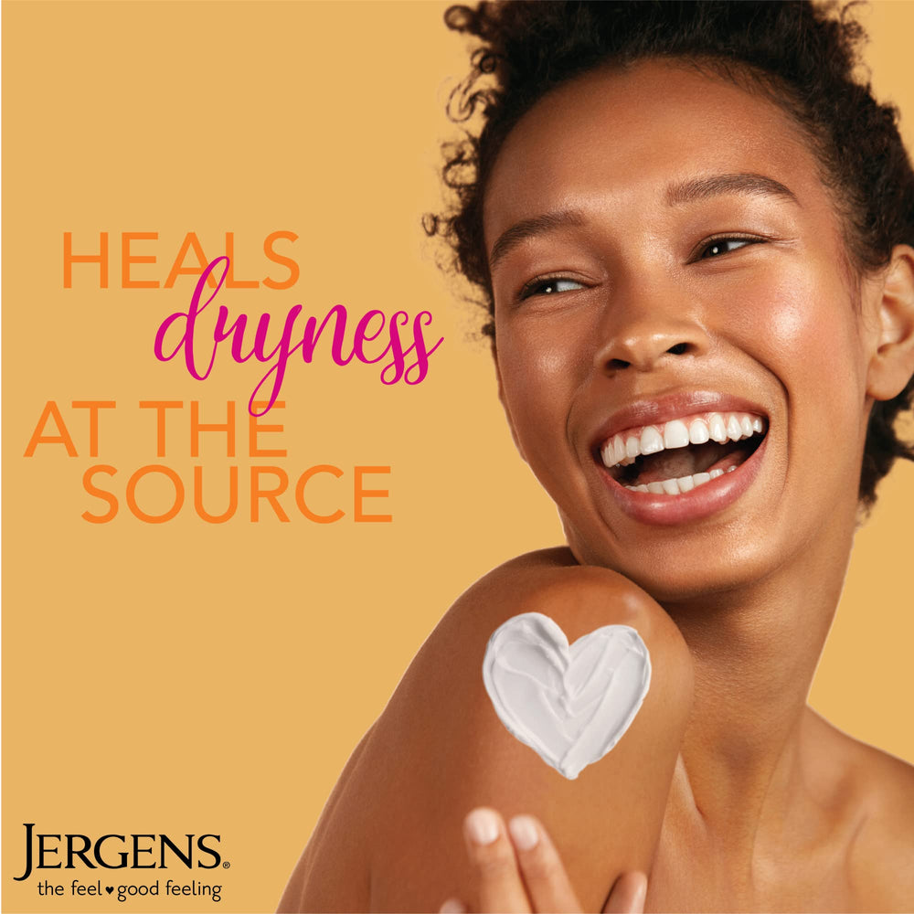 Jergens bottle label highlights HYDRALUCENCE blend and vitamins C, E, and B5