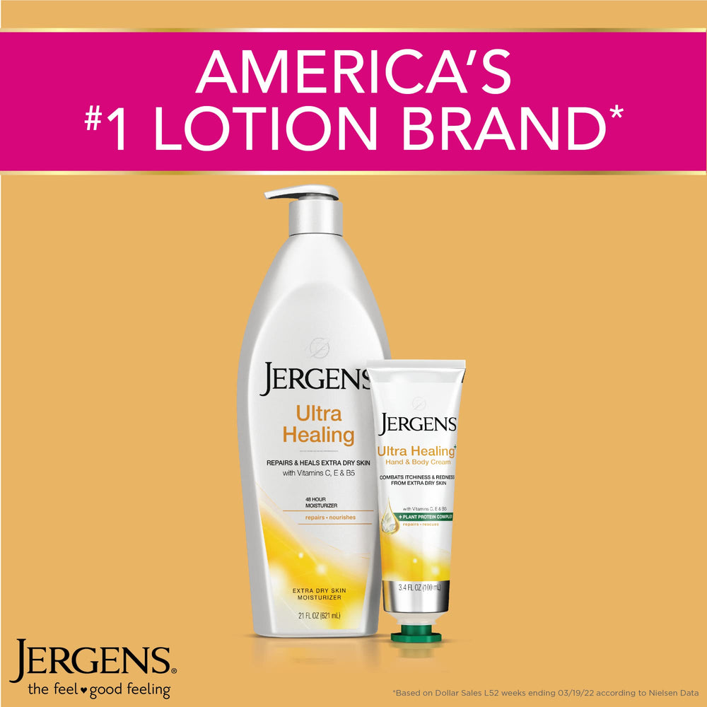 Jergens Ultra Healing Moisturizer pouring demonstrates fast absorption