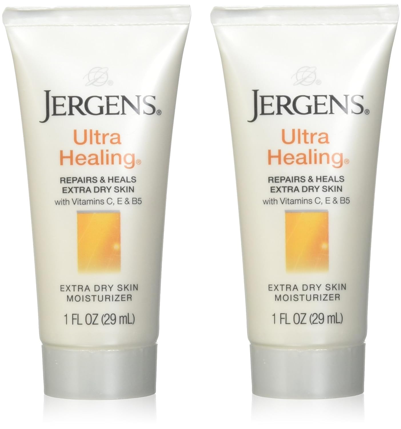 Jergens Ultra Healing travel-size bottles for on-the-go dry skin care.