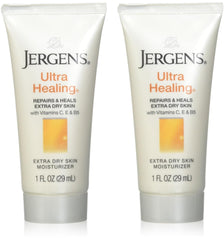 Jergens Ultra Healing travel-size bottles for on-the-go dry skin care.
